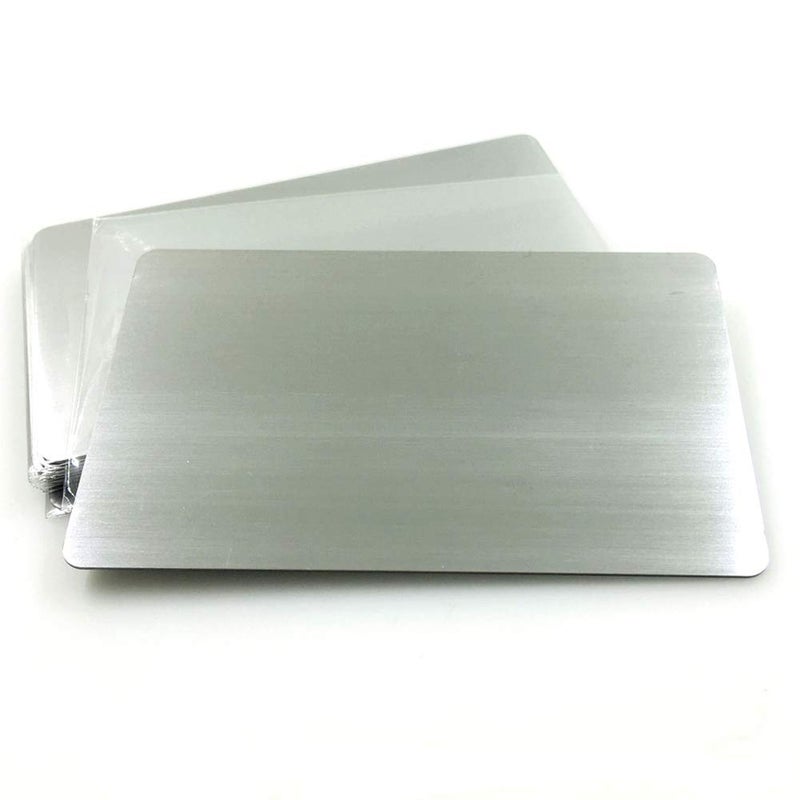 Ebamaz 304 Stainless Steel Thick 0.5mm Metal Business Cards Blank Tablet 86X54mm Pack of 10PCS (Silver Brushed Finishing, Blank) - Image 1